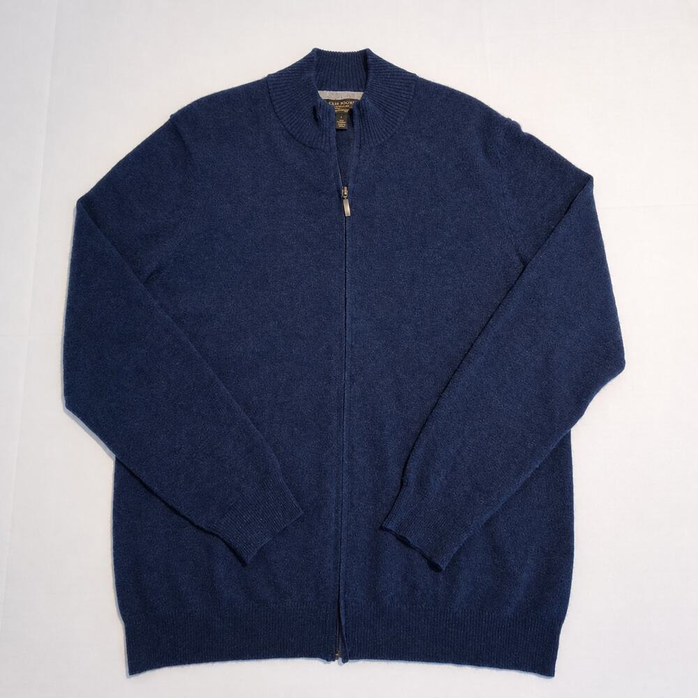 Cashmere Club Room Full Zip Sweater Navy Mock Neck Men's L - Picture 5 of 6